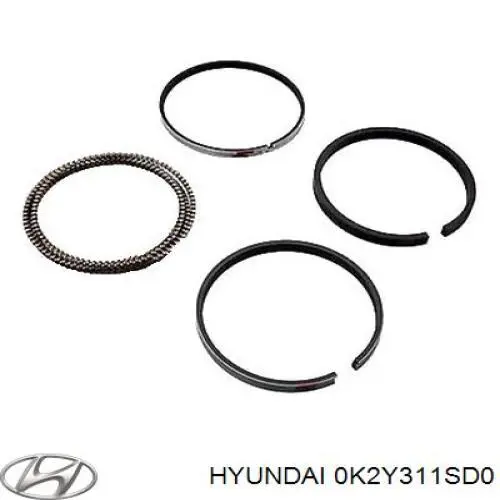 0K2Y311SD0 Hyundai/Kia кольца поршневые комплект на мотор, 1-й ремонт (+0,25)