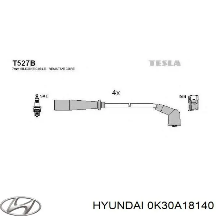 Высоковольтные провода 0K30A18140 Hyundai/Kia