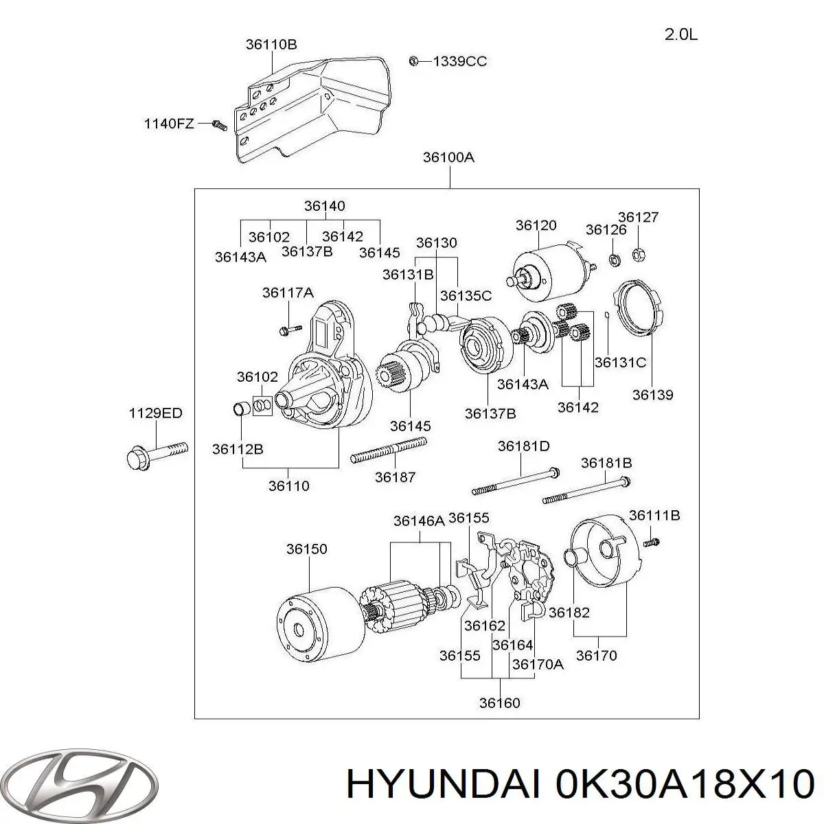 Втягивающее реле стартера 0K30A18X10 Hyundai/Kia