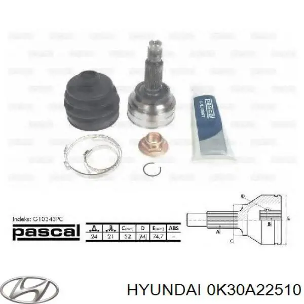 ШРУС наружный передний правый K30A22510 Hyundai/Kia