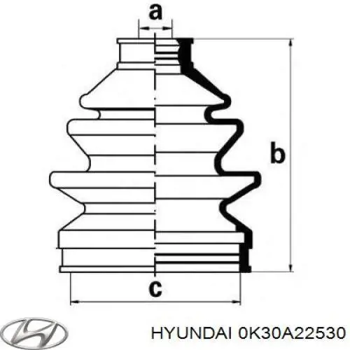 Пыльник ШРУСа наружный 0K30A22530 Hyundai/Kia