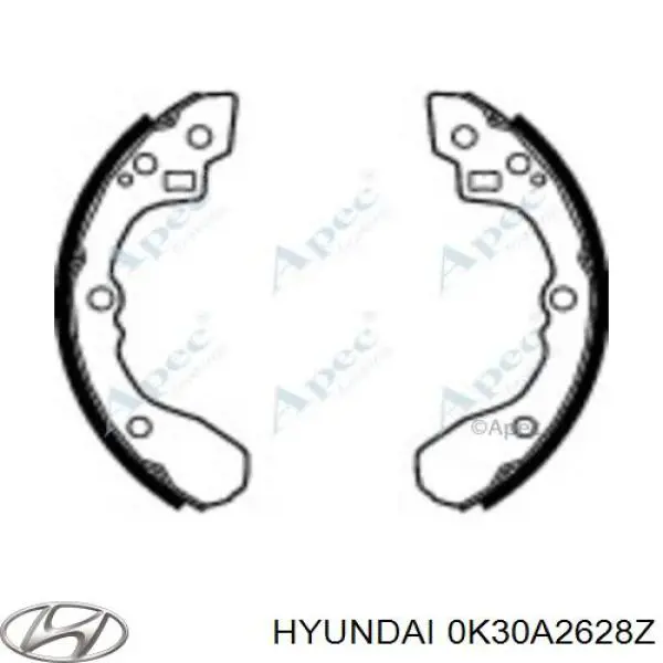 Задние барабанные колодки 0K30A2628Z Hyundai/Kia