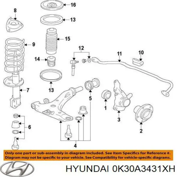 Купить 0K30A3431XH Hyundai/Kia Растяжка переднего нижнего рычага правая
