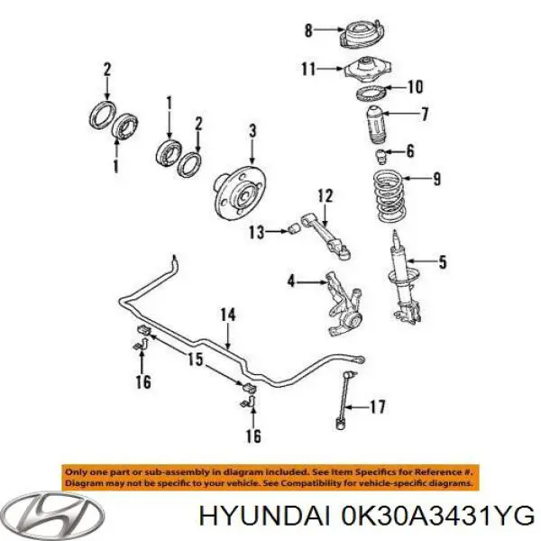 Купить 0K30A3431YG Hyundai/Kia Растяжка переднего нижнего рычага левая