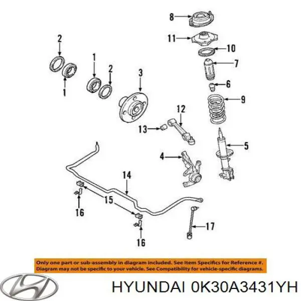 Купить 0K30A3431YH Hyundai/Kia Растяжка переднего нижнего рычага левая