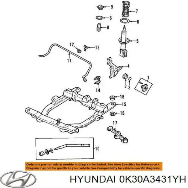 Растяжка переднего нижнего рычага левая 0K30A3431YH Hyundai/Kia