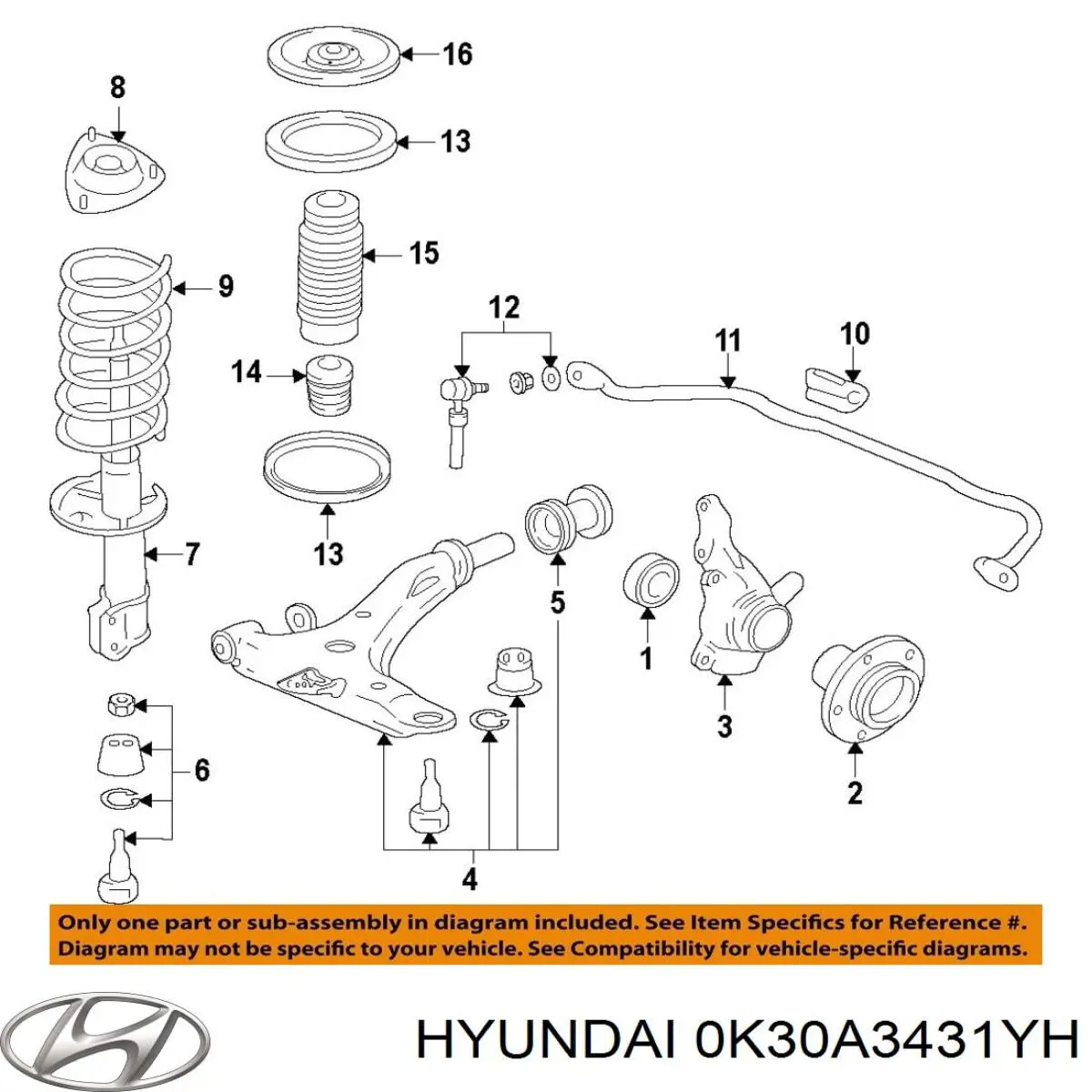 Растяжка переднего нижнего рычага левая Hyundai/Kia 0K30A3431YF цена, от 48.16 USD