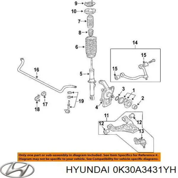 Купить 0K30A3431YF Hyundai/Kia Растяжка переднего нижнего рычага левая