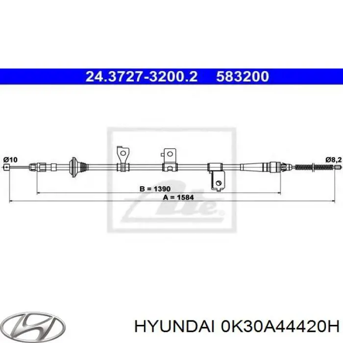 Трос ручного тормоза задний Hyundai/Kia 0K30A44420H цена, от 18.58 USD