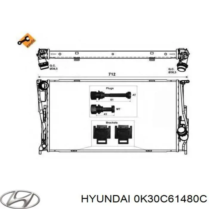 Купить 0K30C61480C Hyundai/Kia Радиатор системы охлаждения кондиционера