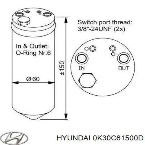 Купить 0K30C61500D Hyundai/Kia Осушитель кондиционера