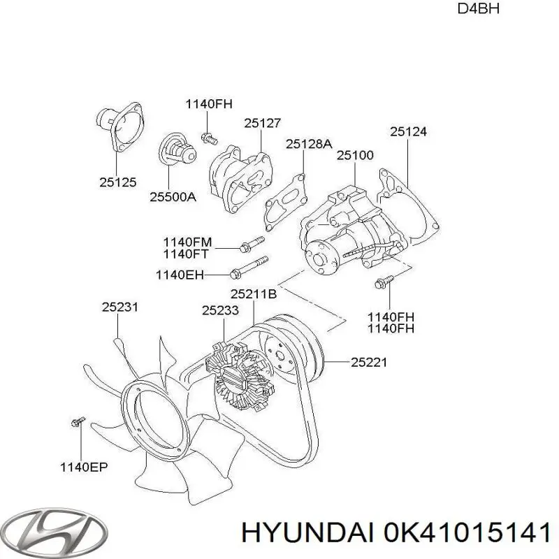 Вентилятор/крыльчатка радиатора охлаждения Hyundai/Kia 0K41015141 цена, от 39.22 USD