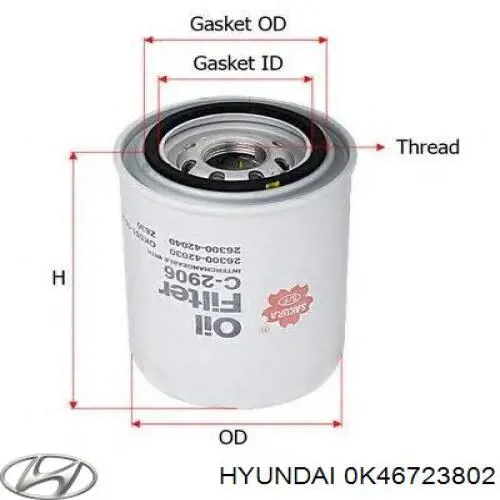 0K46723802 Hyundai/Kia фильтр масляный