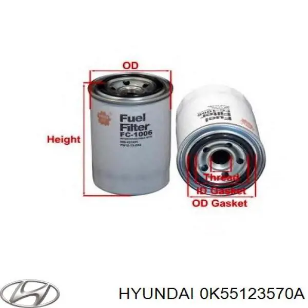 Топливный фильтр 0K55123570A Hyundai/Kia