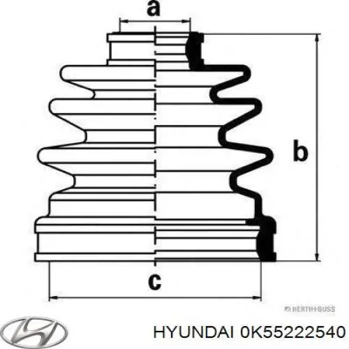 Пыльник шарнира угловых скоростей внутренний передний Hyundai/Kia 0K55222540 цена, от 6.19 USD