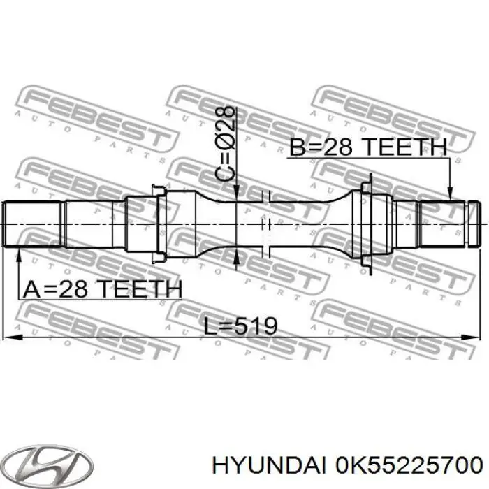 Veio de acionamento do semieixo intermédio para KIA Carnival (UP)