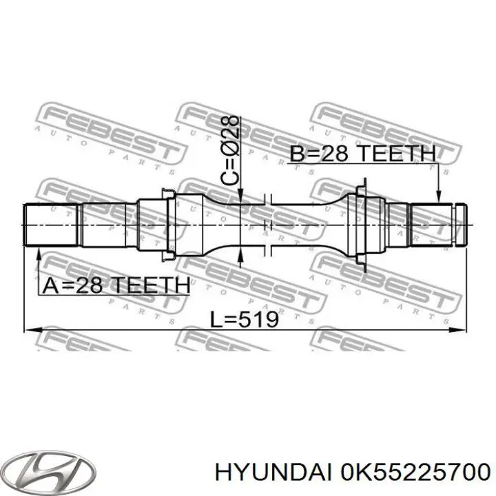 Промвал Hyundai/Kia 0K55225700 цена, от 179.28 USD
