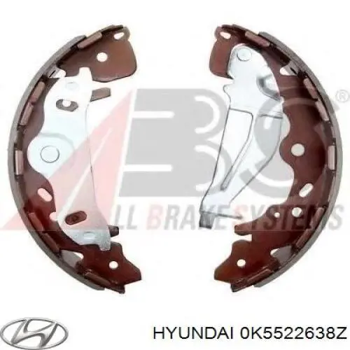 Задние барабанные колодки 0K5522638Z Hyundai/Kia