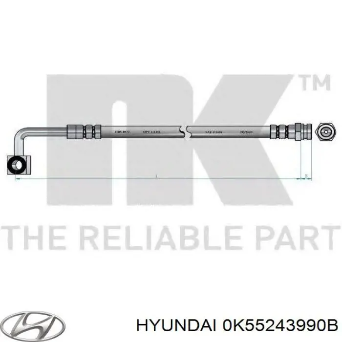 0K55243990B Hyundai/Kia шланг тормозной передний левый