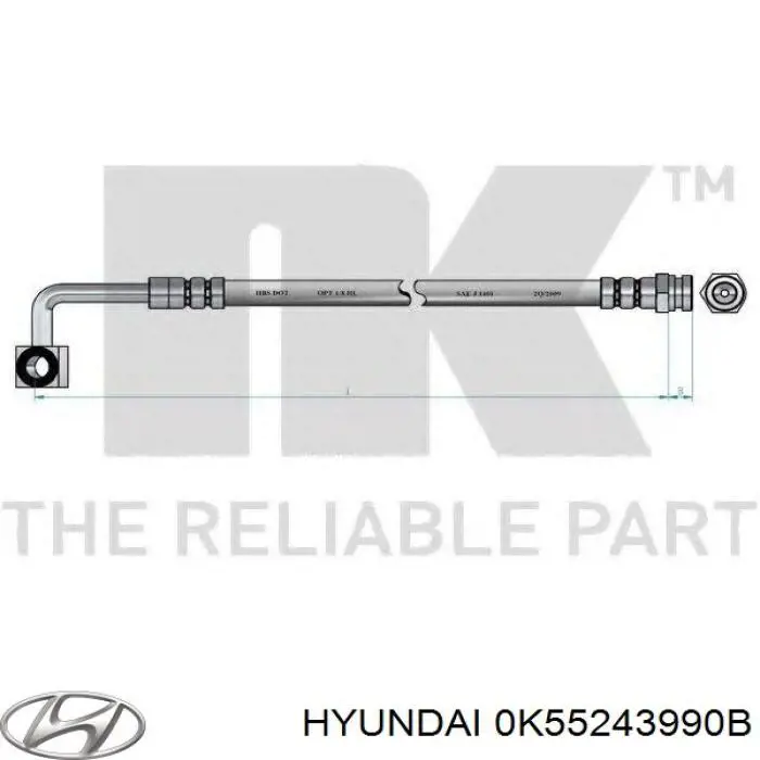 Шланг тормозной передний левый 0K55243990B Hyundai/Kia