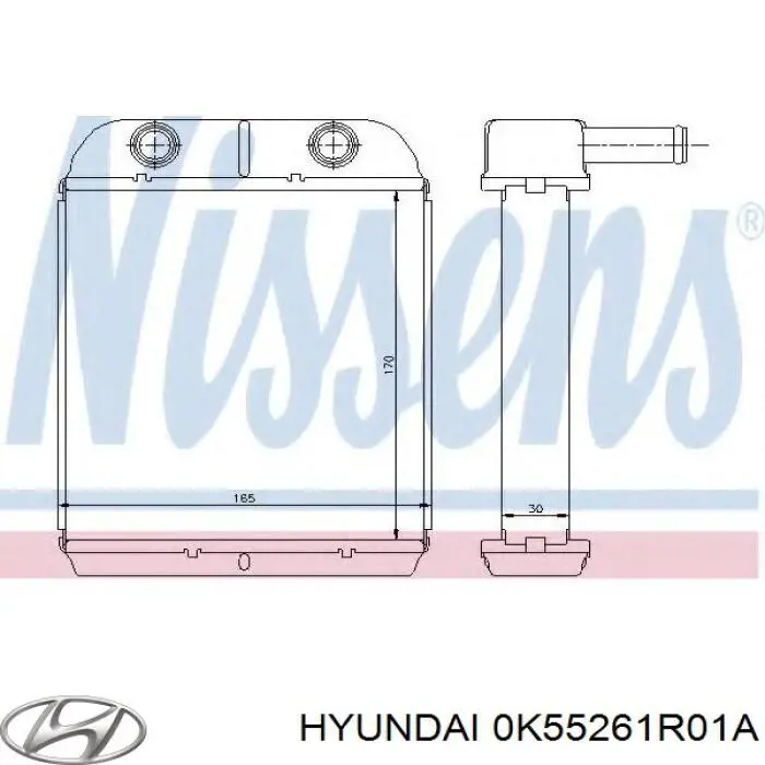 0K55261R01A Hyundai/Kia радиатор печки (отопителя задний)