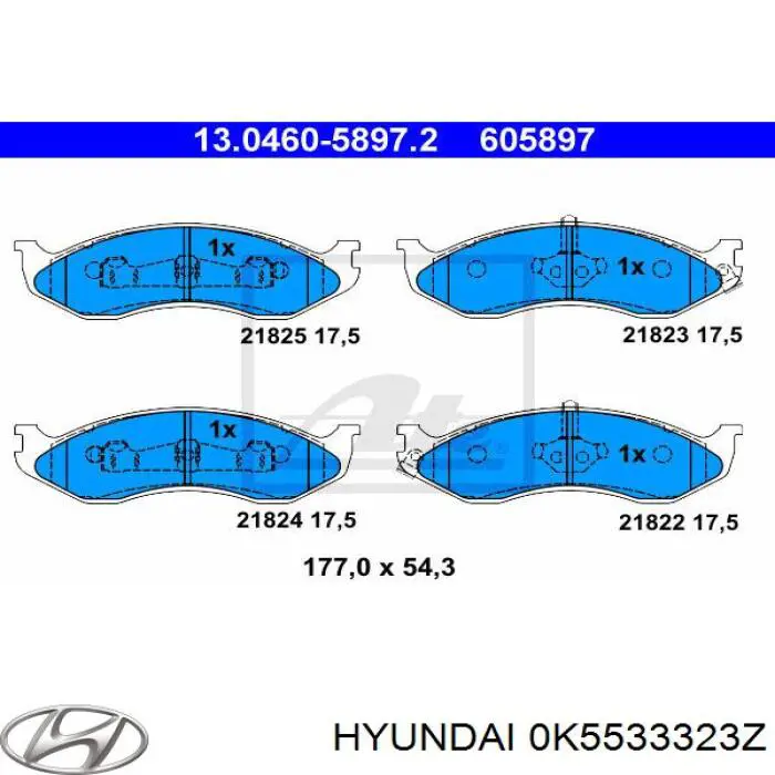 Передние тормозные колодки 0K5533323Z Hyundai/Kia