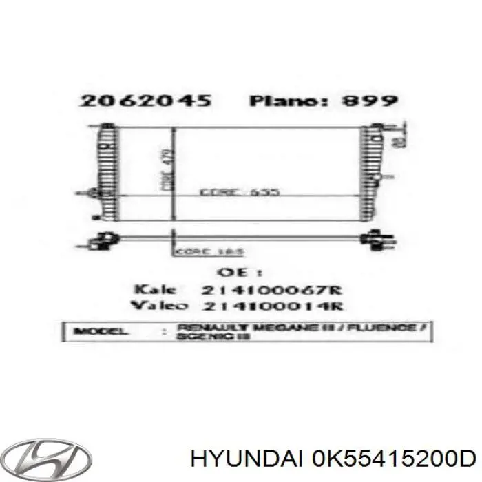 Радиатор 0K55415200D Hyundai/Kia