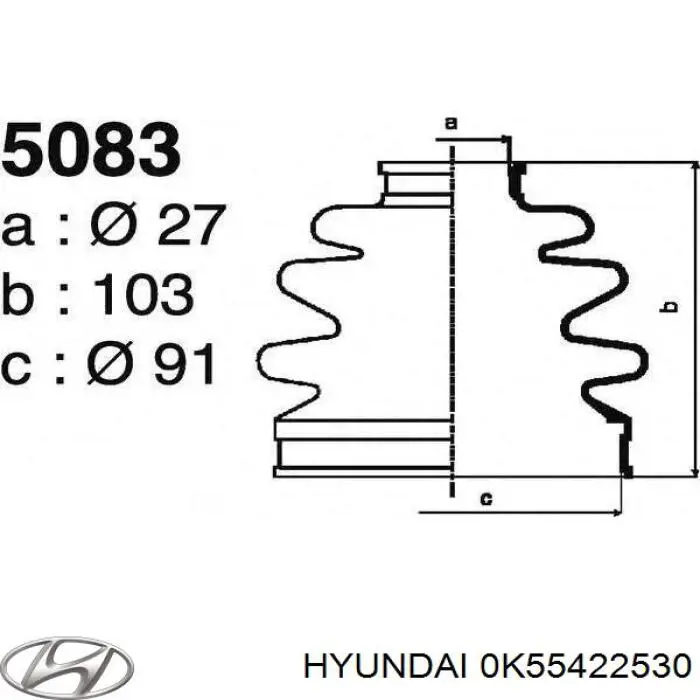 Пыльник ШРУСа наружный 0K55422530 Hyundai/Kia