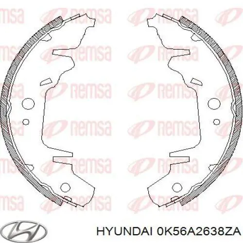 Барабанные колодки Hyundai/Kia 0K56A2638ZA