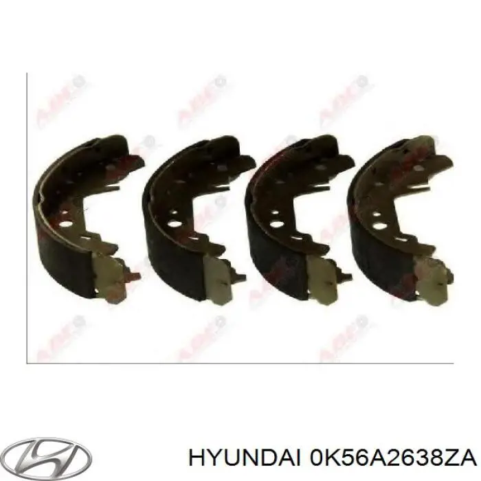 Задние барабанные колодки 0K56A2638ZA Hyundai/Kia