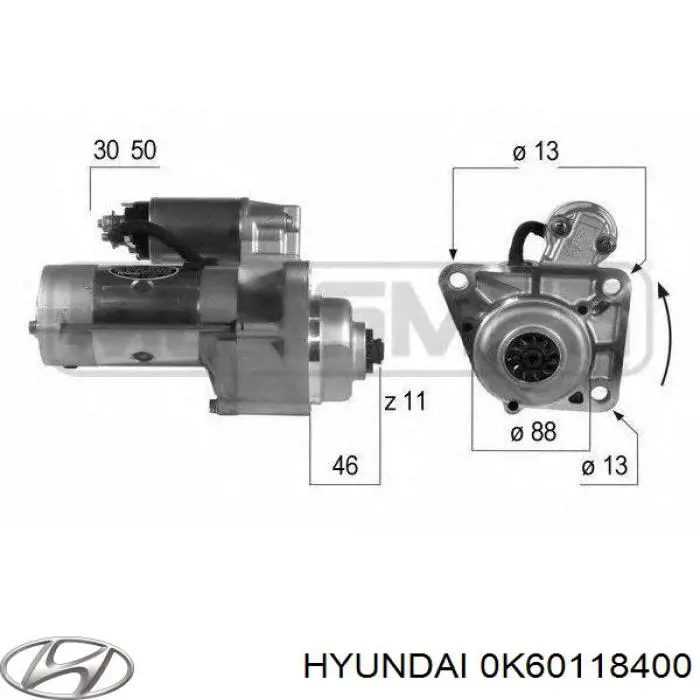 0K60118400 Hyundai/Kia Стартер автомобиля