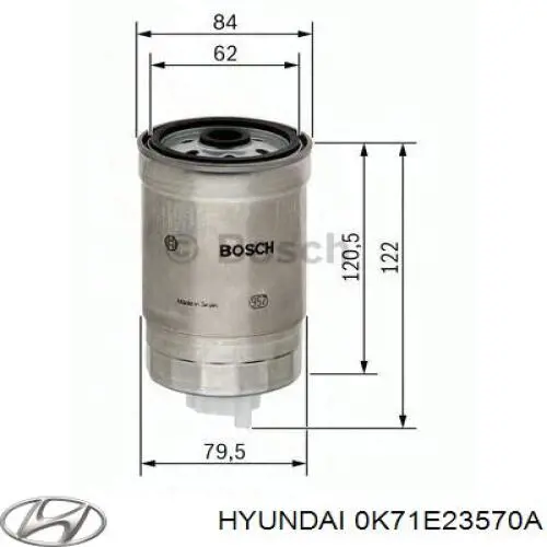 Filtro combustible 0K71E23570A Hyundai/Kia