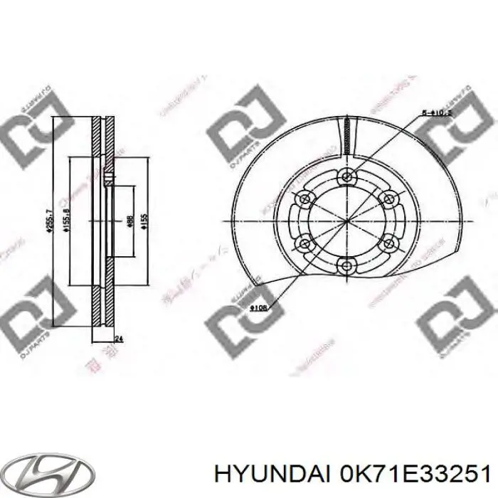 0K71E33251 Hyundai/Kia Диск тормозной передний