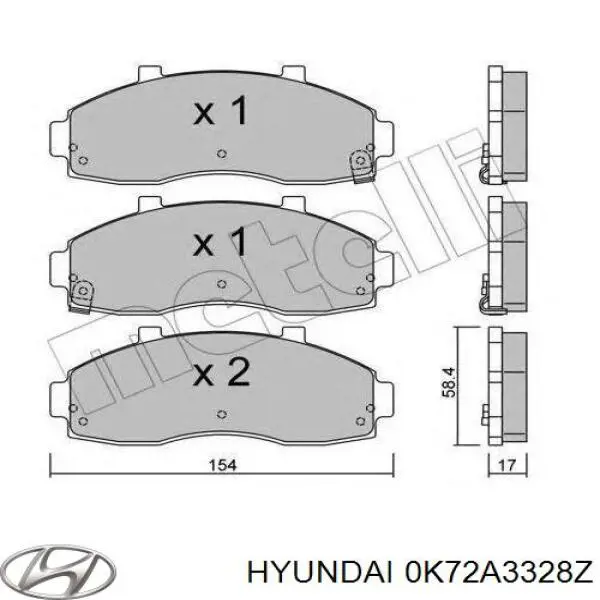 Передние тормозные колодки 0K72A3328Z Hyundai/Kia