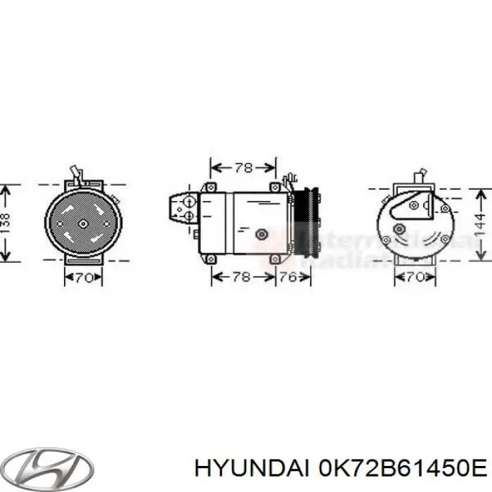Купить 0K72B61450E Hyundai/Kia Компрессор климатической установки