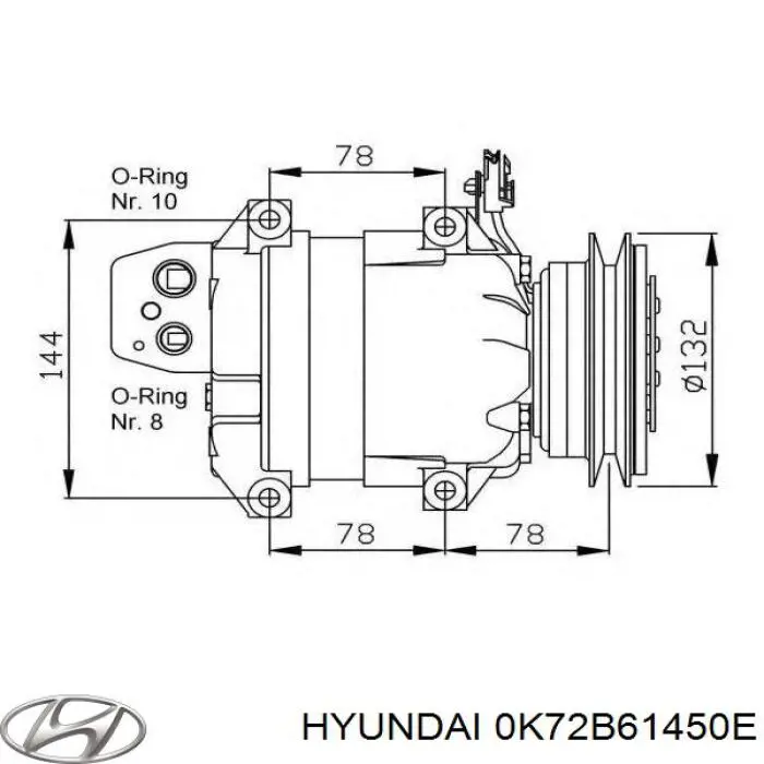 Компрессор кондиционера 0K72B61450E Hyundai/Kia