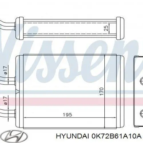 0K72B61A10A Hyundai/Kia Радиатор отопителя салона