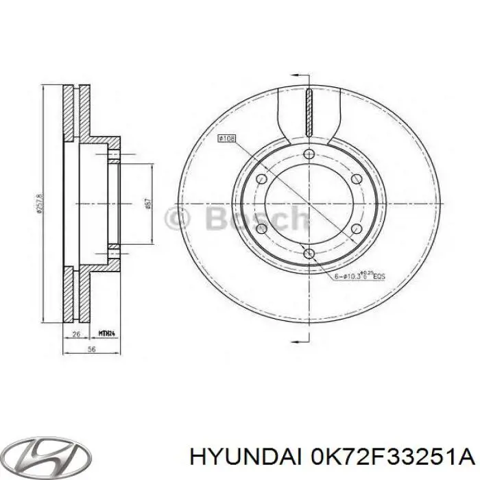 0K72F33251A Hyundai/Kia Диск тормозной передний