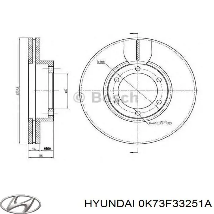 Купить 0K73F33251A Hyundai/Kia Ротор тормозной