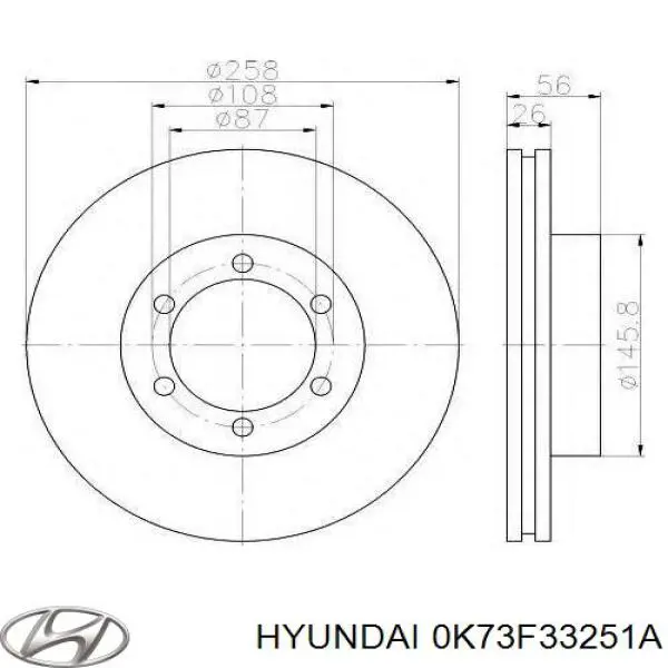 Передний тормозной диск Hyundai/Kia 0K73F33251A