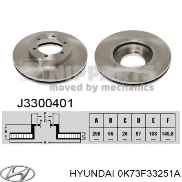Тормоз дисковый передний Hyundai/Kia 0K73F33251A цена, от  USD