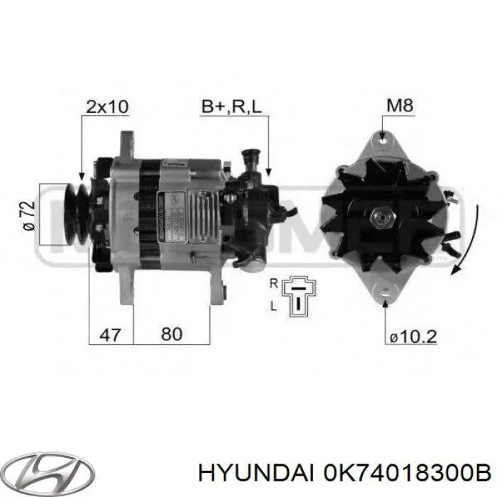 0K74018300B Hyundai/Kia генератор