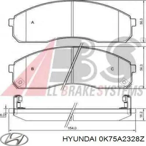 Передние тормозные колодки 0K75A2328Z Hyundai/Kia