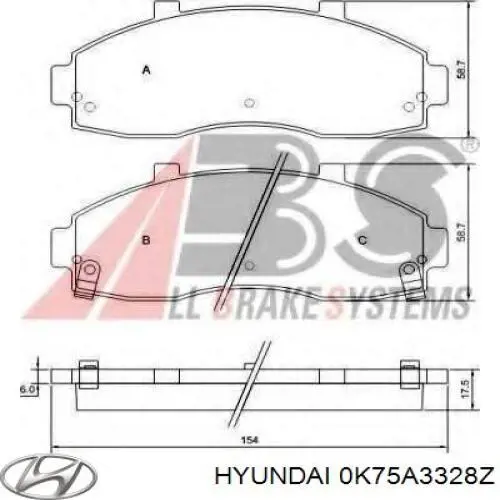 0K75A3328Z Hyundai/Kia колодки тормозные передние дисковые