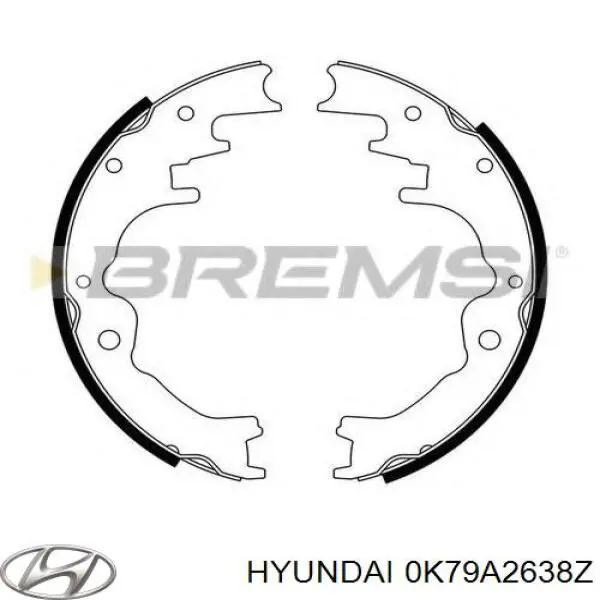 Задние барабанные колодки 0K79A2638Z Hyundai/Kia