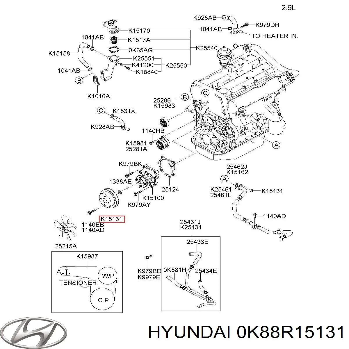Шкив помпы водяного насоса Hyundai/Kia 0K88R15131 цена, от 9.89 USD