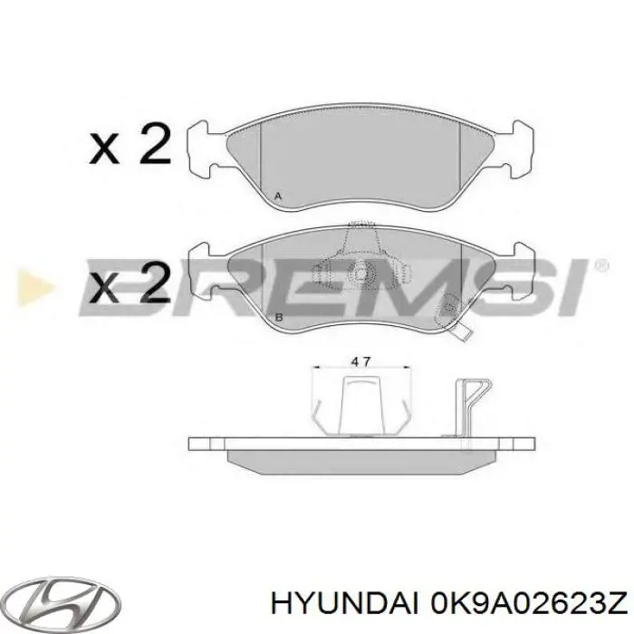 0K9A0-26-23Z Hyundai/Kia передние тормозные колодки
