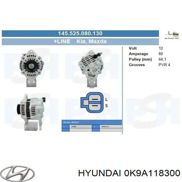 Автомобильный генератор Hyundai/Kia 0K9A118300 цена, от 127.06 USD