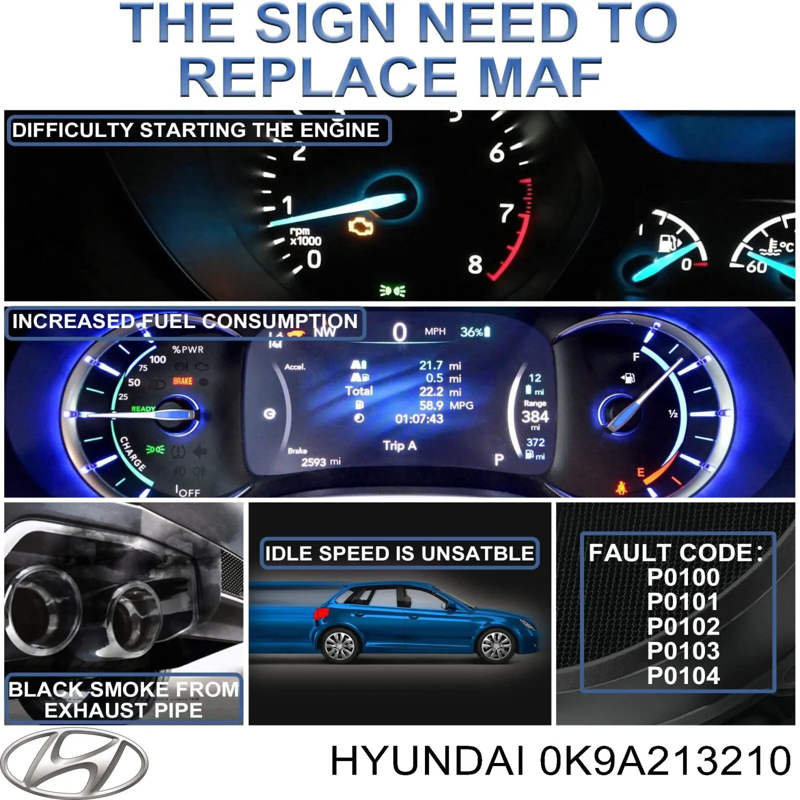 Расходомер воздуха Hyundai/Kia 0K9A213210