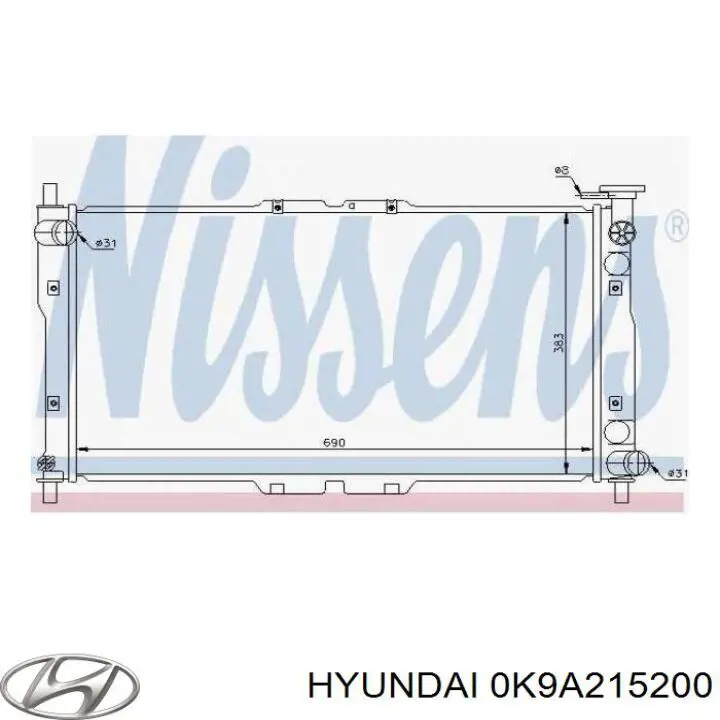 Радиатор охлаждения двигателя Hyundai/Kia 0K9AY1520XA цена, от 148.14 USD